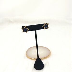 Navy and gold vintage star shaped post earrings